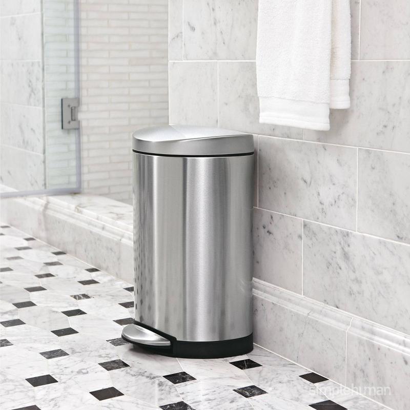 simplehuman 10L Semi-Round Step Trash Can Brushed Stainless Steel