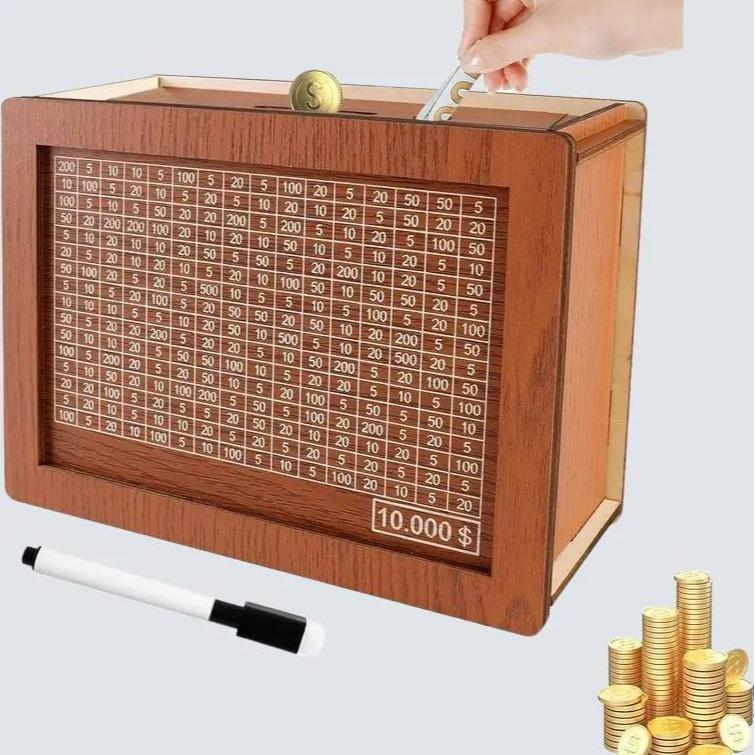 Wooden Money Saving Box - Secure Cash Vault & Savings Bank for Adults & Kids - Save Your Money with Cashbox Saver Box