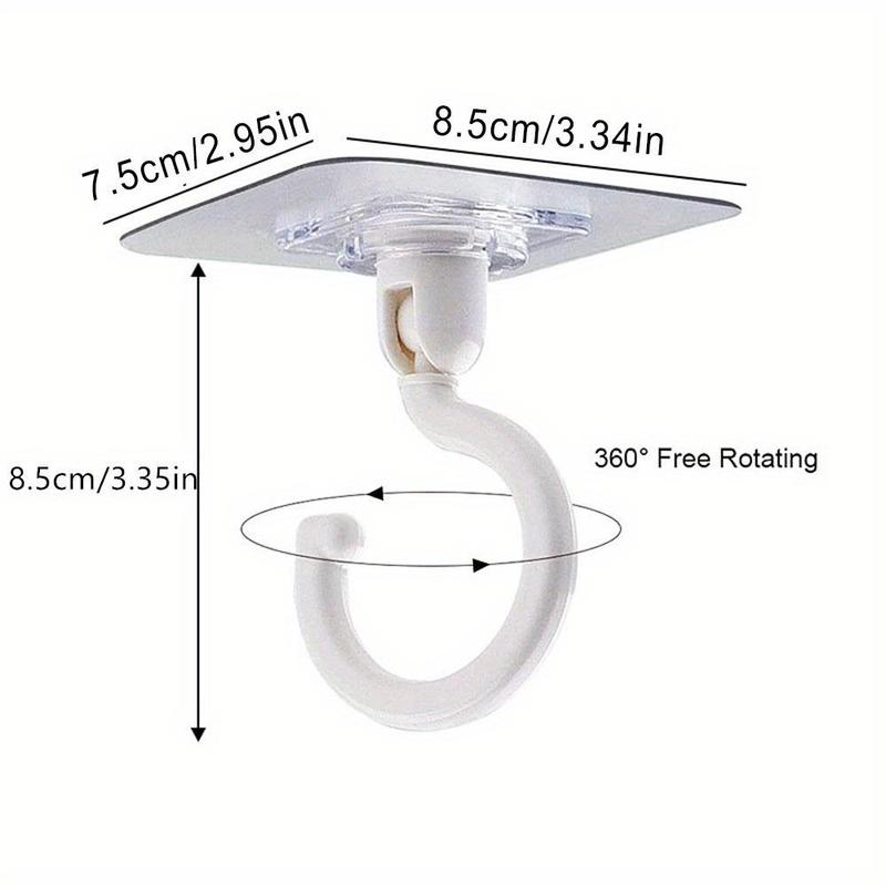 Rotatable Adhesive Ceiling Hook, Strong Sticky Hanger for Wind Chimes, Plants, and Decorations, No Drill, Easy Installation, Reusable Hanger