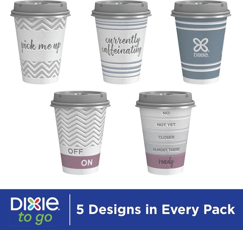 12 Oz Disposable Coffee Cups with Lids, 14 Count for On-The-Go Hot Beverages