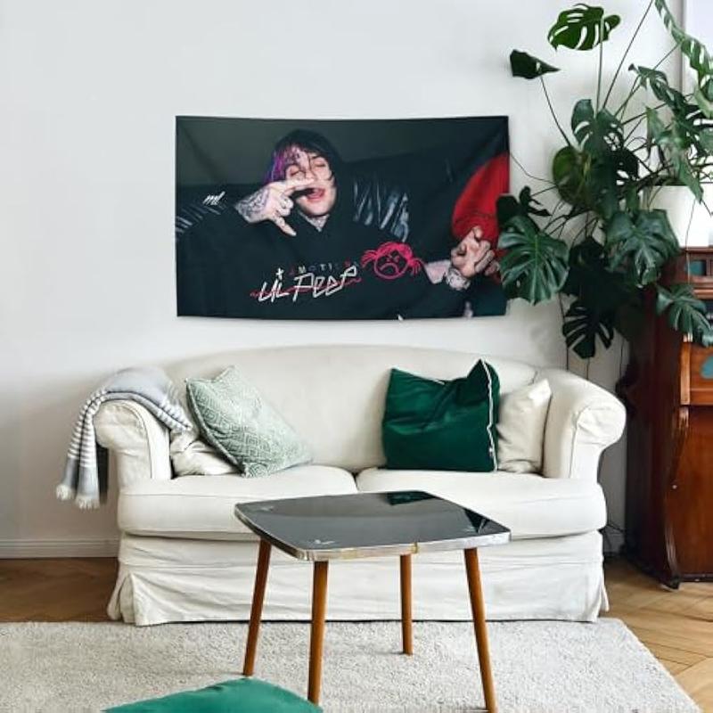 GLoGi Rap Singer Music Poster Lil Singer Peep Tapestry 3X5 Feet Home Decoration Tapestry Bedroom, Living Room, University Dormitory Decoration Available for Indoor and Outdoor Use