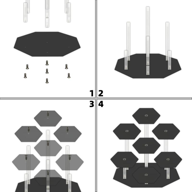 Black acrylic display stand: 7 display steps for organizing figures and cosmetics