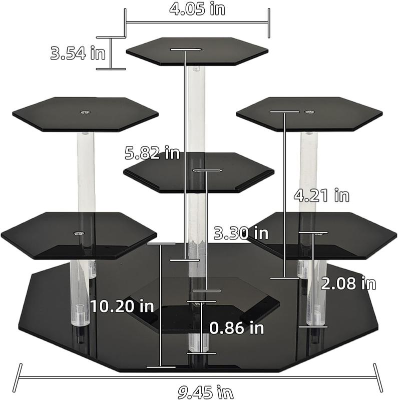 Black acrylic display stand: 7 display steps for organizing figures and cosmetics