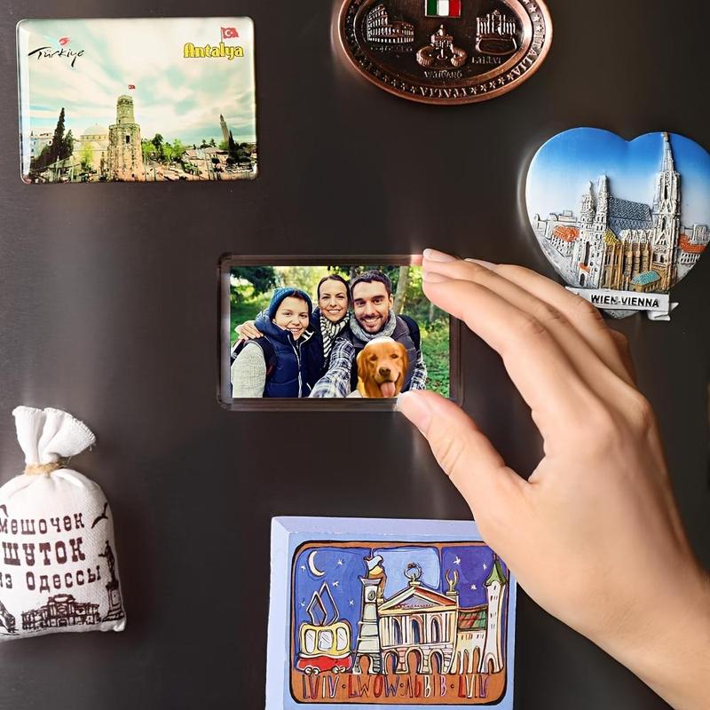 Blank Photo Frame Insert Fridge Magnet, 20 50pcs Translucent Acrylic Refrigerator Magnet for Small Photos, Christmas & Thanksgiving & New Year Gift