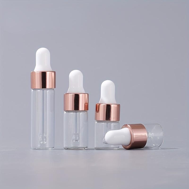 Mini Dropper Bottle, 10pcs Glass Empty Essential Oil Aromatherapy Bottle, Rose Gold Cap Pipettes Bottle