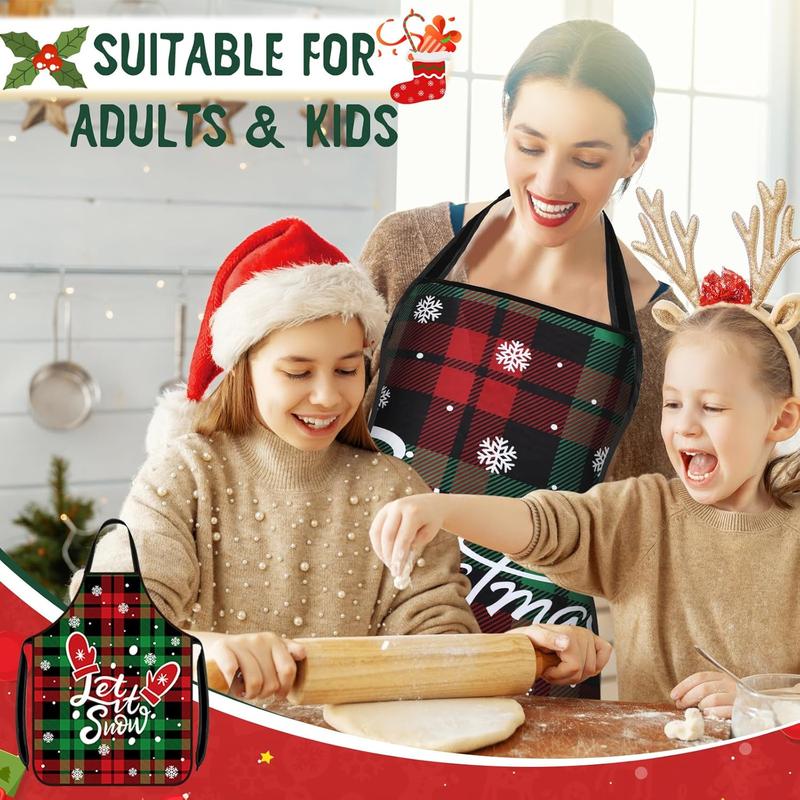 8 count Christmas Apron for Women Christmas Kitchen Cooking Aprons Bulk Adjustable Xmas Baking Aprons for Holiday