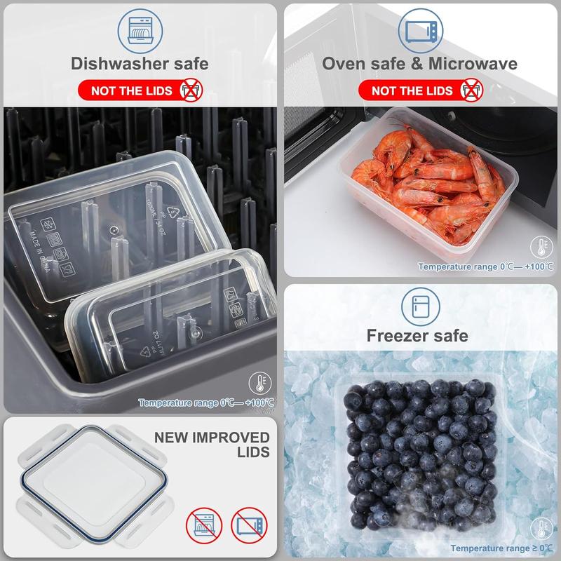 28 counts Extra Large Freezer Containers with Lids - Plastic Storage Containers for Food, Meat, Fruit - Airtight Leak-Proof for Kitchen