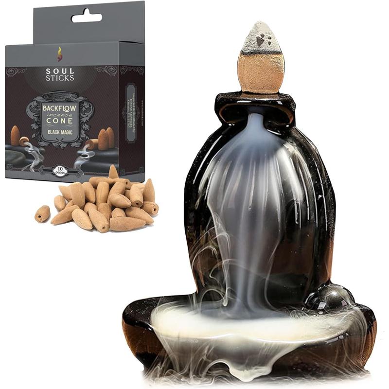 Serenity Backflow Cone + Black Magic Backflow Incense Cones Combination Set