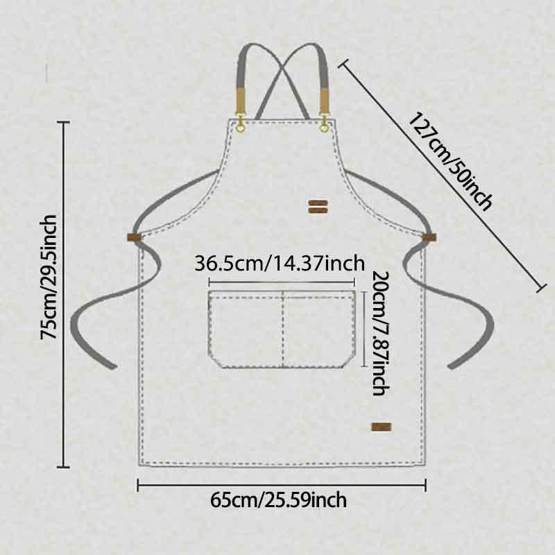 Apron with Large Pockets, 1 Count Canvas Cross Back Heavy Duty Work Apron, Household Apron for Men Women