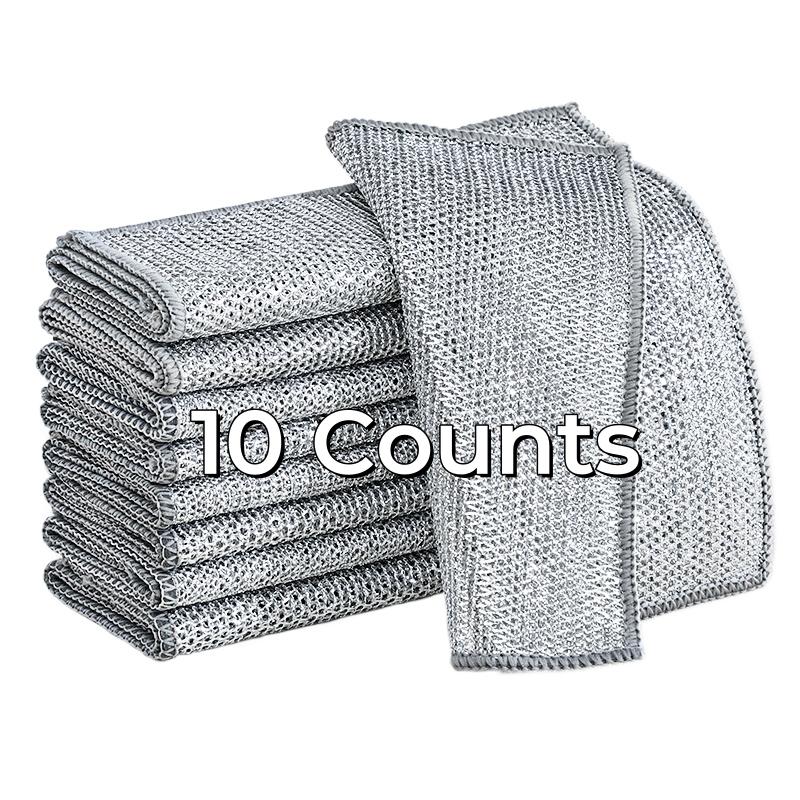 10 Counts Multipurpose Dishwashing Rags for Wet and Dry Use Easy Rinsing，Reusable，Non-Scratch steel Wire Dishcloths for Kitchen Cleaning,  Wire Cleaning Cloth Wire Dish Towels for Kitchen, Sinks, Pots, Pans miracle wire cloth  sink durable