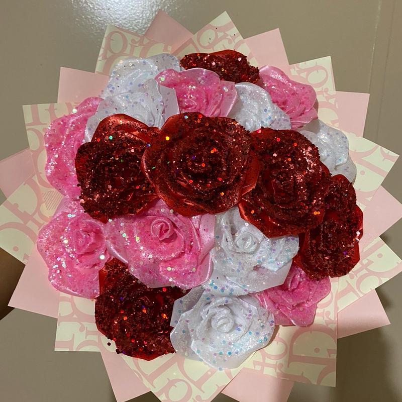 Bouquet Roses Glitter