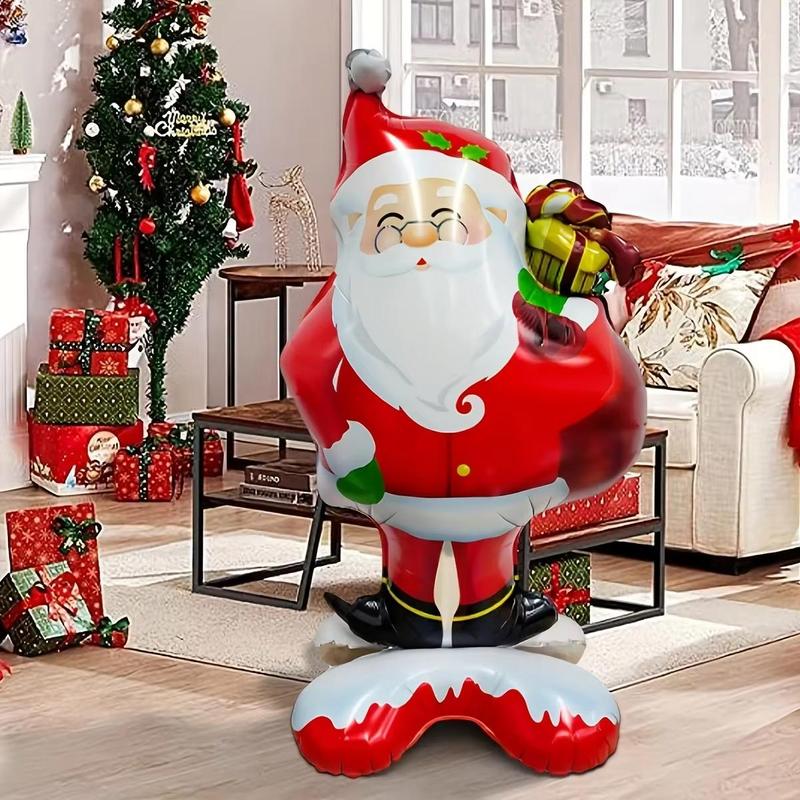 Christmas Standing Santa Claus Design Balloon, 1 Count Cute Santa Claus Balloon, Inflatable Balloon for Home Party Decoration, Party Supplies