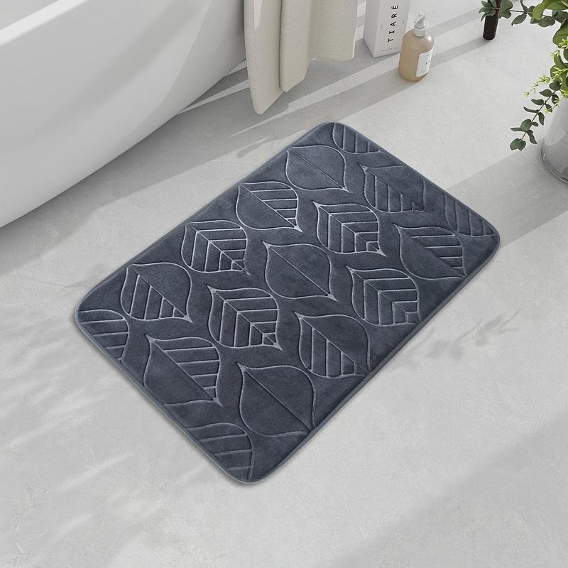 Leaf Pattern Bath Mat, 1 Count Non-slip Soft Absorbent Bathroom Mat, Rectangle Home Decor Floor Mat for Bathroom, Kitchen, Living Room