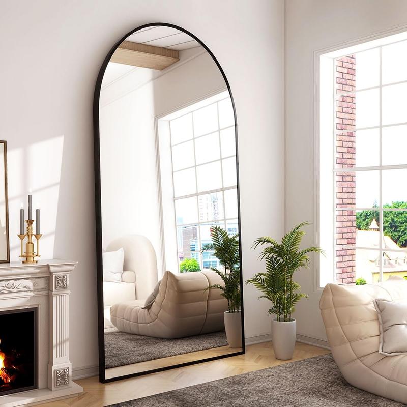 -34x76 inch Wall Mount Arched Full Length Mirror-Aluminum Alloy Frame High Definition-Full Body Mirror for Bedroom or Living Room,Black