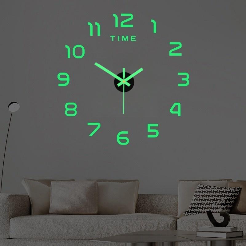 Room Decor Round Luminous Wall Clock,  Creative Acrylic Frameless Wall Clock without Battery, Decorative Wall Clock for Home Living Room Bedroom