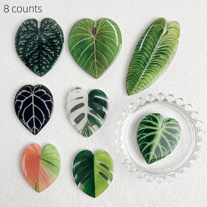 Artificial Leaf Shaped Fridge Magnet, 4 8 Counts Creative Soft Magnet Decorative Sticker, Home Decor Supplies for Kitchen & Bathroom