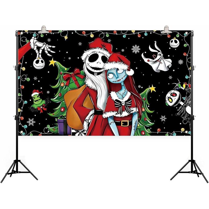 Nightmare before Christmas photo Background photography Christmas peach fur tapestry Jack Skull and Sally Christmas Christmas winter holiday decorations and supplies home