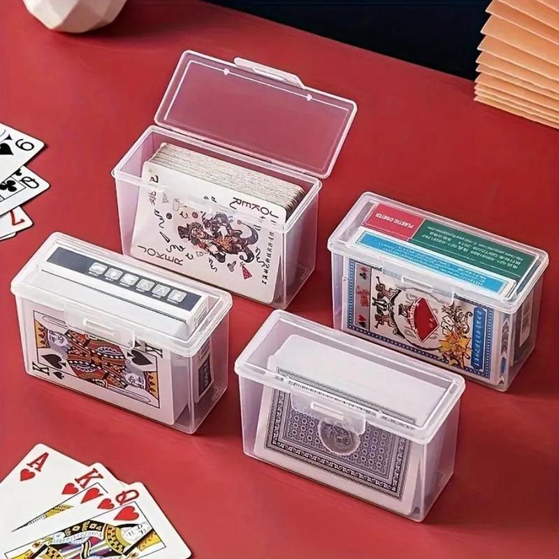 Card Storage Box, 2 Counts Clear Card Game Card Display Box, Poker Storage Box for Home Office