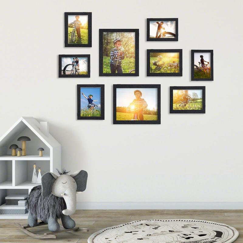 Picture Frames Collage Wall Decor 10 Pack, Gallery Wall Frame Set for Wall Mounting, Multi Sizes Including 8x10, 5x7, 4x6 Family Photo Frames Black Box Hanging