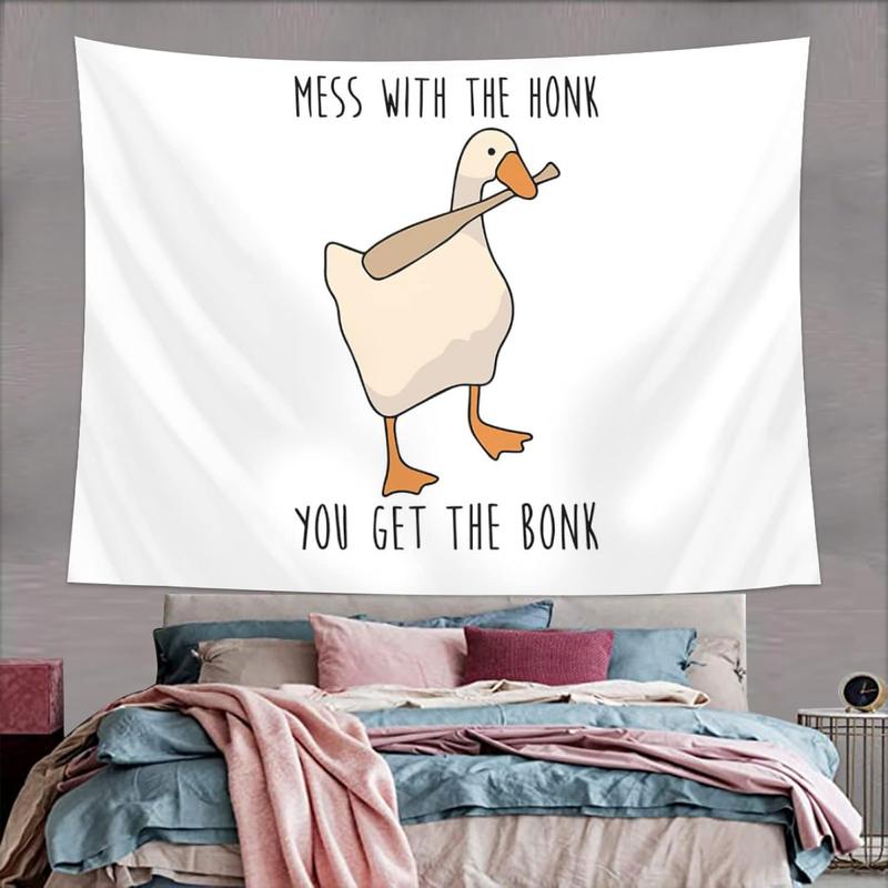 Demosayer Goose Game Funny Tapestry for College Dorm Peace Option Meme Tapestries Poster for Bedroom Wall Art Decor Banners