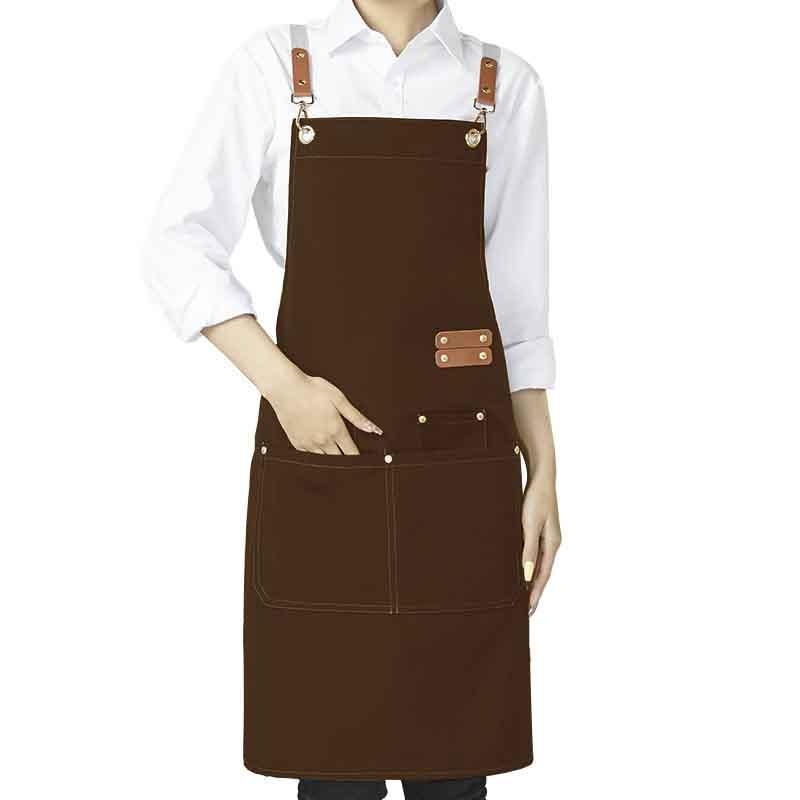 Apron with Large Pockets, 1 Count Canvas Cross Back Heavy Duty Work Apron, Household Apron for Men Women