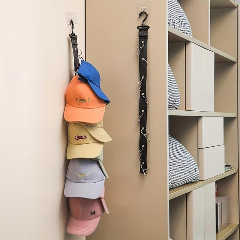 Baseball Cap Storage Hook, Wall Mounted Hat Storage Rack with 8 Clips, Multi-purpose Hat Organizer for Home Living Room Bedroom