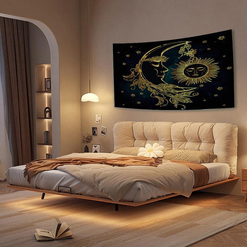  Sun & Moon & Face Pattern Tapestry, 1 Count Creative Wall Hanging Posters Tapestry for Home Decor, Wall Decor for Home Living Room Bedroom Dormitory, Cool Bedroom Accessories