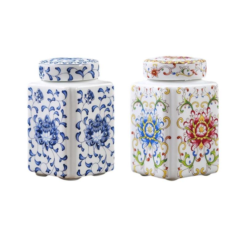 Ceramic Ginger Jar Porcelain Temple Jar Chinese  with Bottles  Canister Tin Organiser