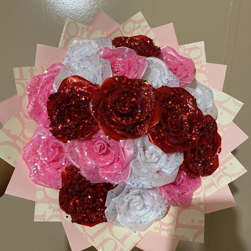 Bouquet Roses Glitter