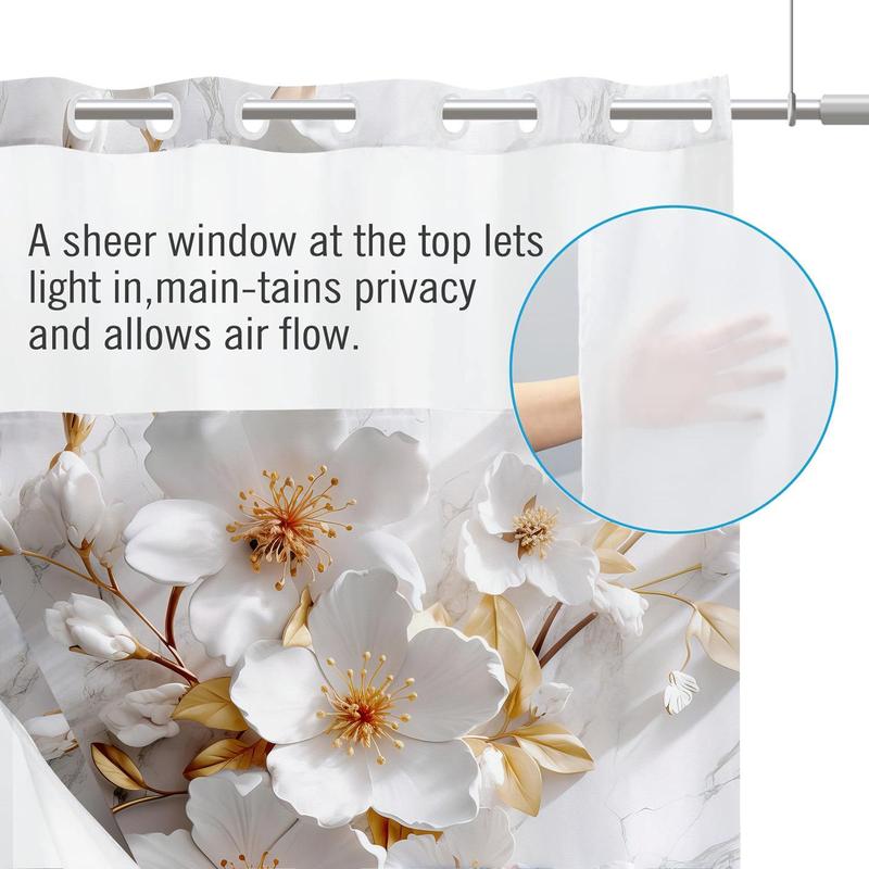 Floral Pattern Shower Curtain, 1 Count Waterproof Bathroom Flower Curtain, Bathroom Decor Supplies for Home Hotel Salon Dormitory, Home Goods Flowers Decoration, Bathroom Accessories,  Home Goods  Decoration