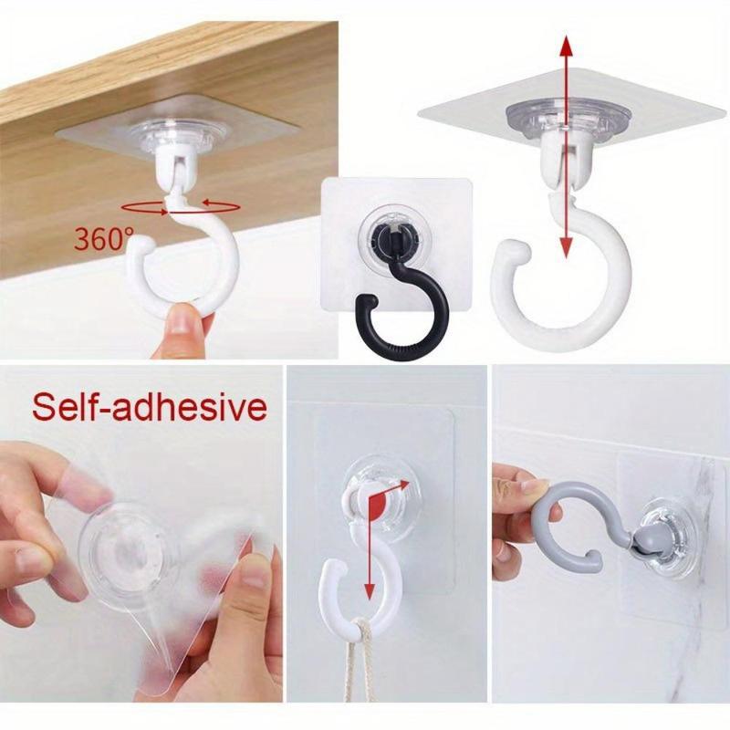 Rotatable Adhesive Ceiling Hook, Strong Sticky Hanger for Wind Chimes, Plants, and Decorations, No Drill, Easy Installation, Reusable Hanger