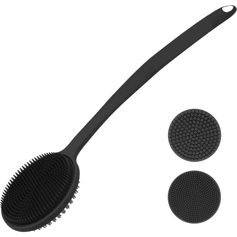 Silicone Back Scrubber for Shower, Bath Body Brush with Long Handle, Double Sided Shower Brush for Shower Exfoliating and Massage Can Produce Rich Foam, Long Handle Back Scrubber for Men and Women(Creative Life Pavilion) Accessories