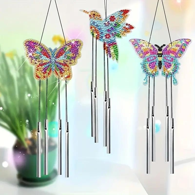 Butterfly Shaped Diamond Arts Colorful Painting Hangings, 1 Set DIY Diamond Decorative Art Hangable Ornaments, DIY Handmade Craft for Home Living Room Office Wall Decor