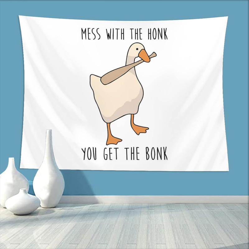 Demosayer Goose Game Funny Tapestry for College Dorm Peace Option Meme Tapestries Poster for Bedroom Wall Art Decor Banners