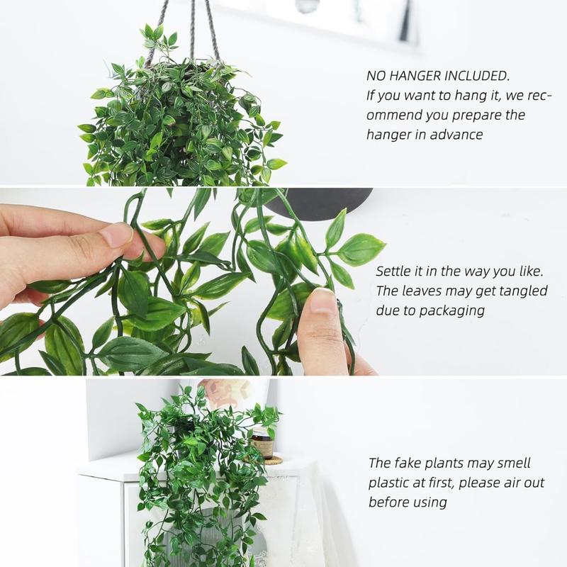 artifxial Fake Hanging Plants, Artificial Small Potted Plants for Indoor Outdoor Aesthetic Office Living Room Shelf Decor (1 Pack)