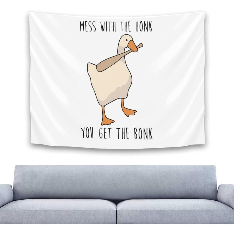 Demosayer Goose Game Funny Tapestry for College Dorm Peace Option Meme Tapestries Poster for Bedroom Wall Art Decor Banners