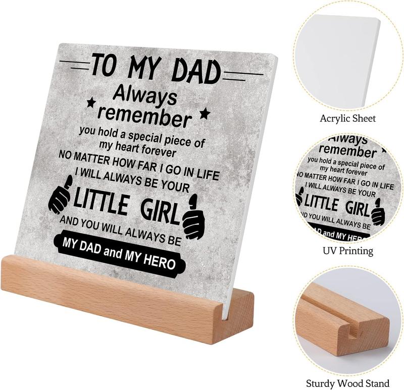 Gift for Dad from Daughter, Dad Christmas Birthday Gift Acrylic Plaque, Dad Gifts for Christmas Desk Decorative Sign for Home Office