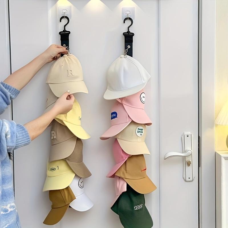 Baseball Cap Storage Hook, Wall Mounted Hat Storage Rack with 8 Clips, Multi-purpose Hat Organizer for Home Living Room Bedroom