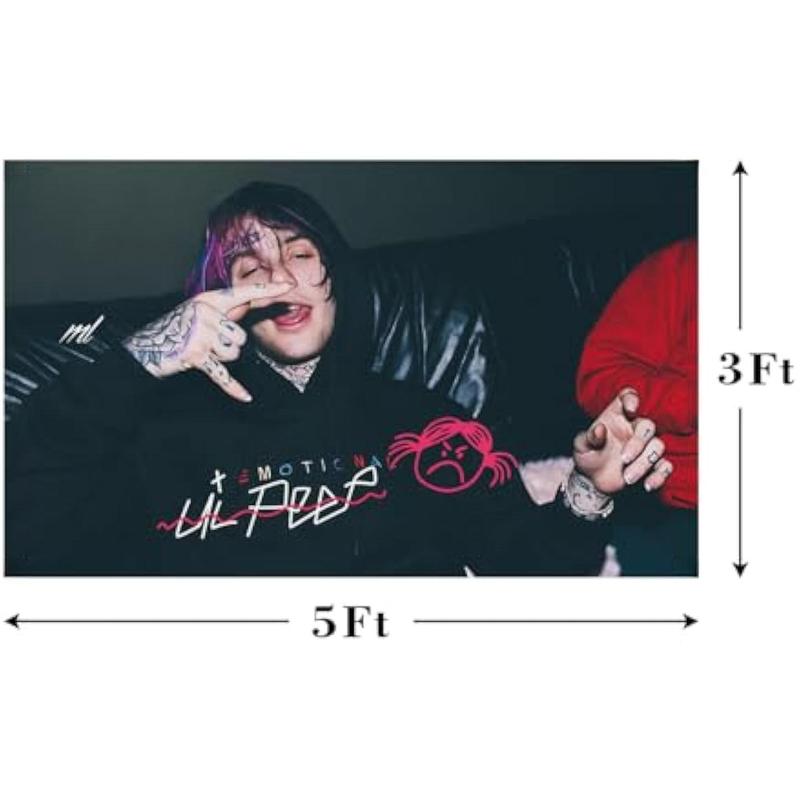 GLoGi Rap Singer Music Poster Lil Singer Peep Tapestry 3X5 Feet Home Decoration Tapestry Bedroom, Living Room, University Dormitory Decoration Available for Indoor and Outdoor Use