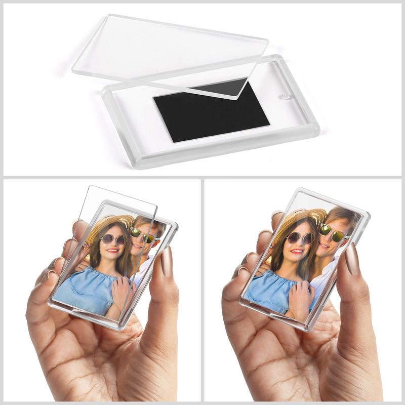 Blank Photo Frame Insert Fridge Magnet, 20 50pcs Translucent Acrylic Refrigerator Magnet for Small Photos, Christmas & Thanksgiving & New Year Gift