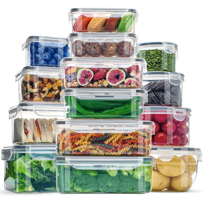 28 counts Extra Large Freezer Containers with Lids - Plastic Storage Containers for Food, Meat, Fruit - Airtight Leak-Proof for Kitchen