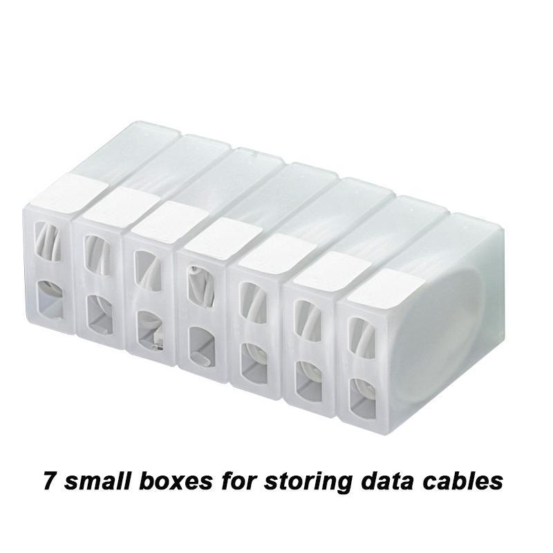 Cable Management Box Set, 1 Set Large Box with 7 Counts Mini Clear Boxes, Desktop Charging Cable Management Box for Home Dormitory Office Living Room Travel