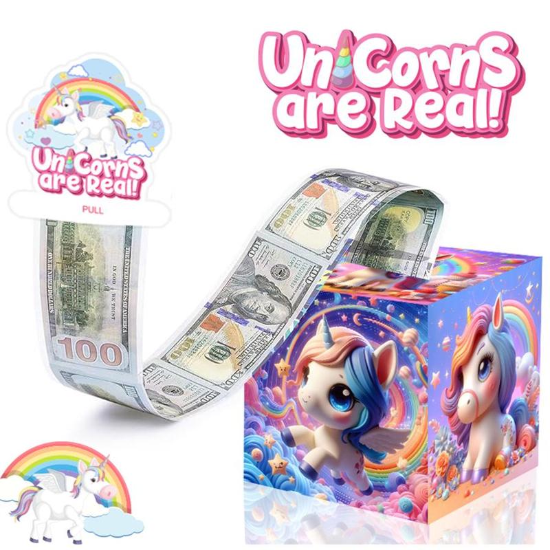 Laidesoph Unicorn Design Money Box, Birthday Themed Money Box with Clear Bag, Surprise Money Box for Birthday Party, Party Activities Supplies