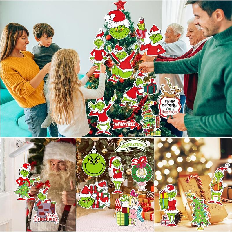 80Pcs Grinchmas Christmas Tree Decorations Grinchmas Christmas Ornaments, Grinchmas Ornaments for Christmas Tree Hanging Ornaments Decorations for Christmas Holiday Tree Home Decor