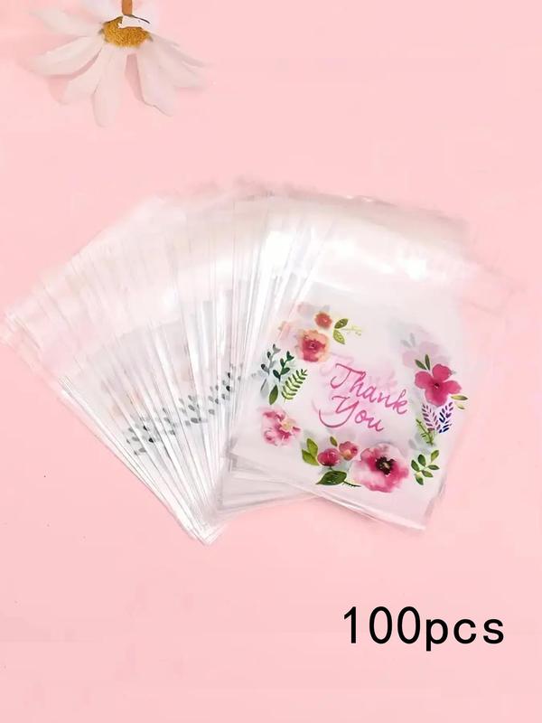 Basic Floral Print Jewelry Pouches, 100pcs Simple Self Adhesive Jewelry Storage Bags, Fashion Jewelry Organizer for Women & Girls, Perfect Storage Bags for Daily Use