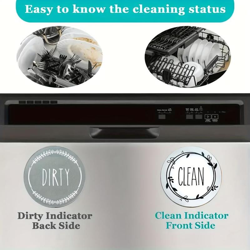 Dishwasher Magnet Clean Dirty Sign, Farmhouse Rustic Clean Dirty Magnet for Dishwasher, Dirty Clean Dishwasher Magnet, Double-Sided Clean Dirty Sign