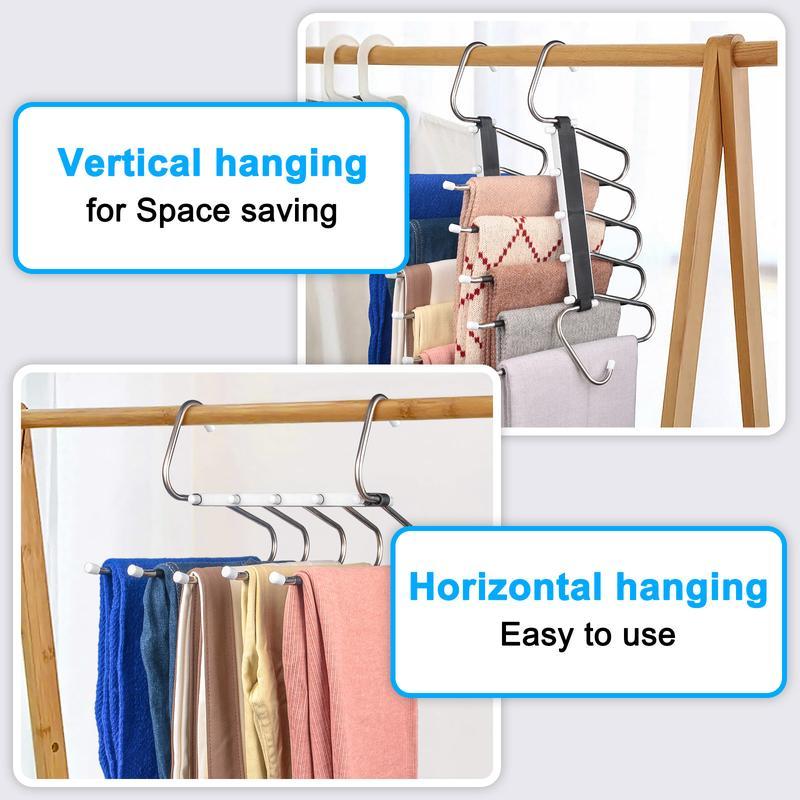 Space-Saving S-Type Pants Hanger for Closet Organizer, Multifunctional Hanging Adjustable Rack - Jeans Scarf Skirt, Room Decor, Furniture Decoration