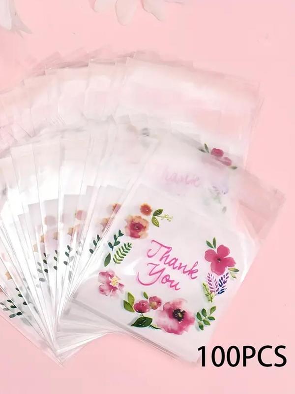 Basic Floral Print Jewelry Pouches, 100pcs Simple Self Adhesive Jewelry Storage Bags, Fashion Jewelry Organizer for Women & Girls, Perfect Storage Bags for Daily Use