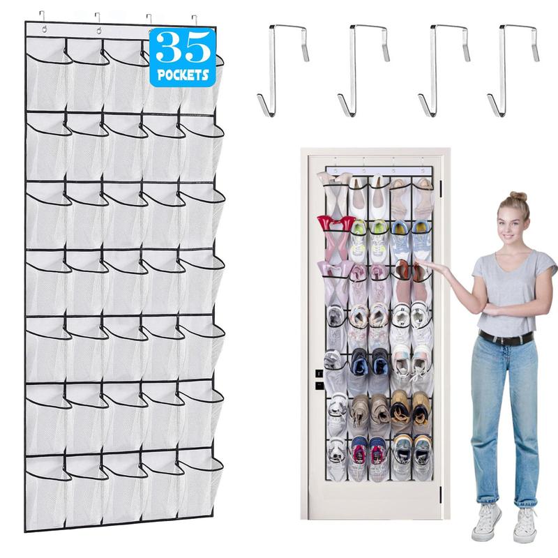 Shoe Storage Bag, Large Capacity Door Back Shoe Storage Hanging Bag with Hooks, Hanging  Storage Organizer,  Clear Mesh Shoe Organizer for Home Dormitory Hotel Salon, Bedroom Accessories, Men Gifts, Home Ideals 2024