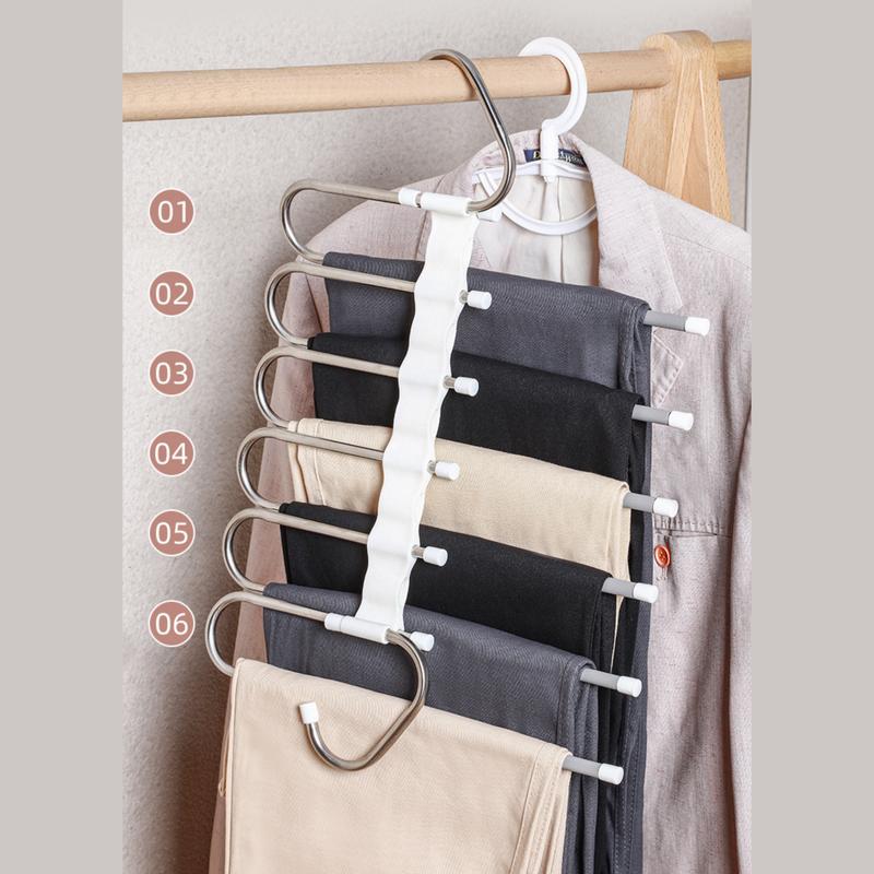 Space-Saving S-Type Pants Hanger for Closet Organizer, Multifunctional Hanging Adjustable Rack - Jeans Scarf Skirt, Room Decor, Furniture Decoration